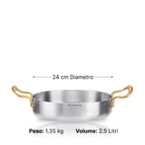 Straight Skillet two casted brass handles