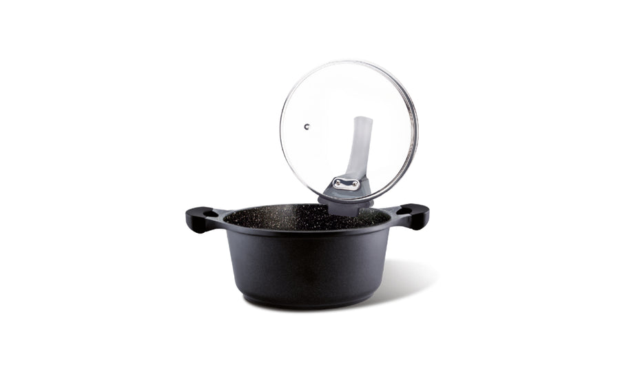 Saucepan 2 side handles with glass lid