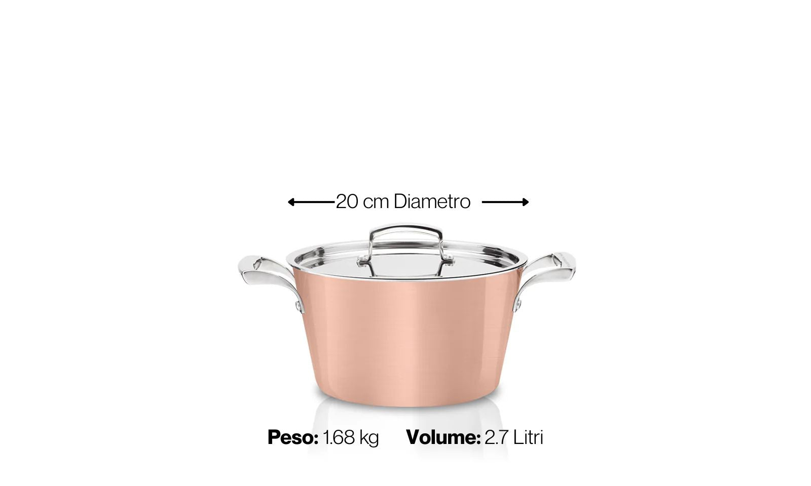 Casseruola due maniglie con coperchio inox