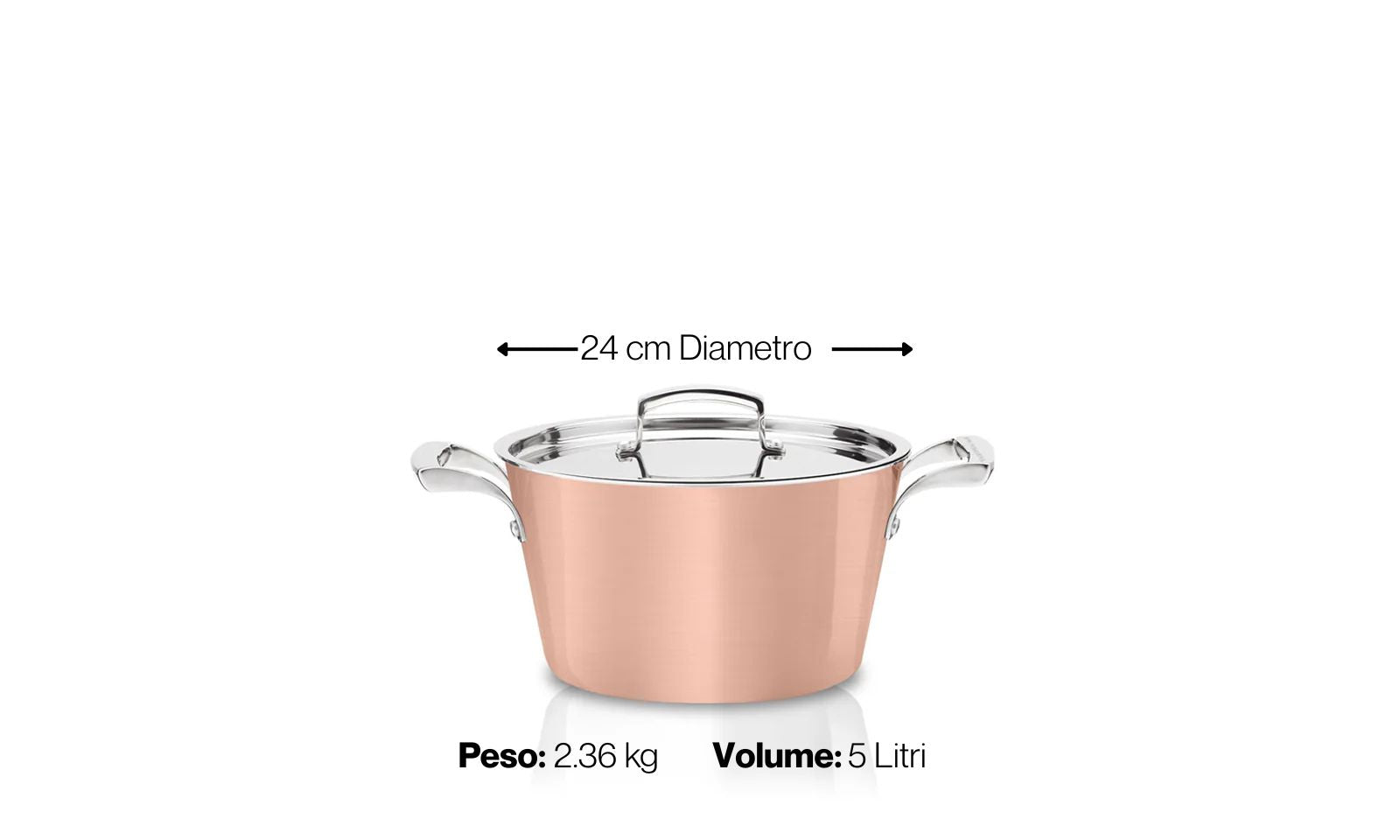 Casseruola due maniglie con coperchio inox