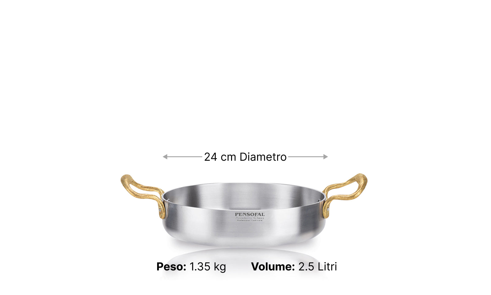 Tegame cilindrico due maniglie in fusione di ottone